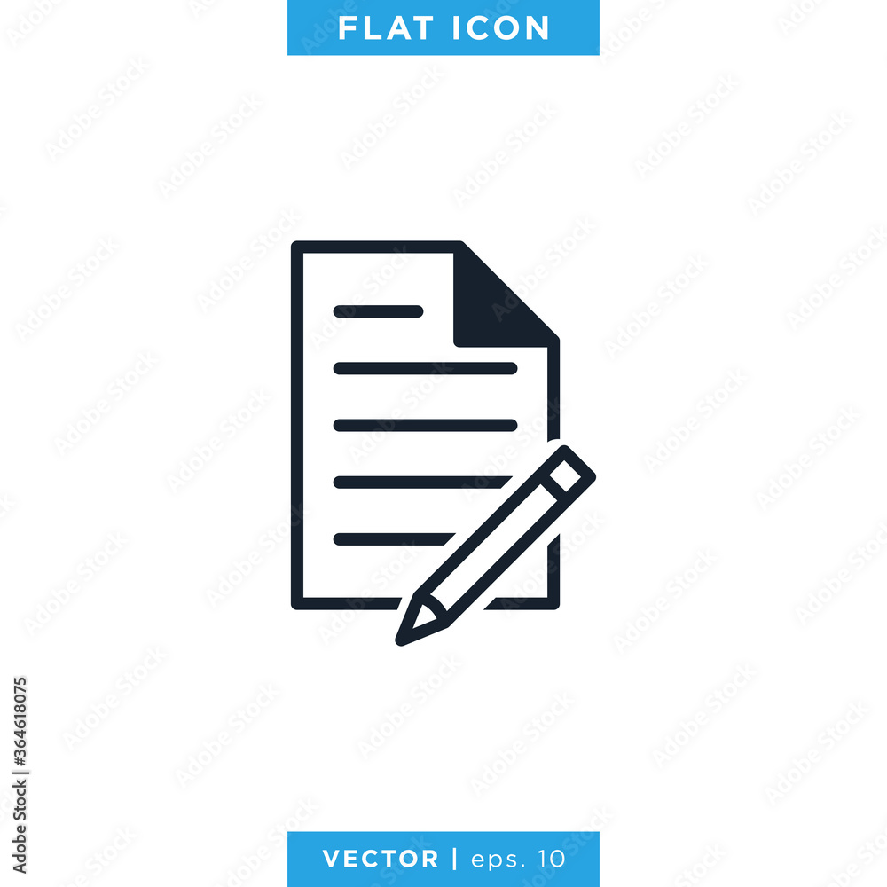 Paper and Pencil Icon Vector Logo Design Template. Document Icon Paper and Pencil Icon Vector Logo Design Template. Document Icon