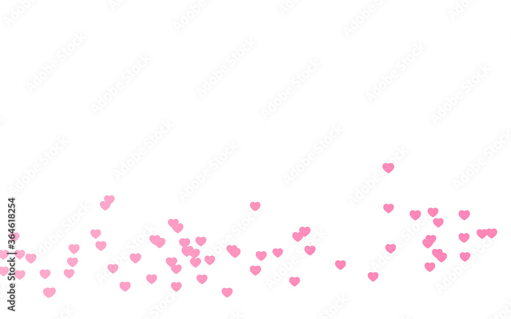 Valentine day pink hearts on white background.