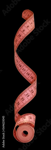 pink measuring tape isolated on background, length gauge, human body, body care concept