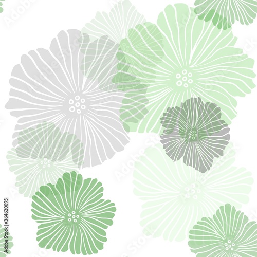 Light Green vector seamless abstract design with flowers. Decorative design of flowers on white background. Texture for window blinds, curtains.