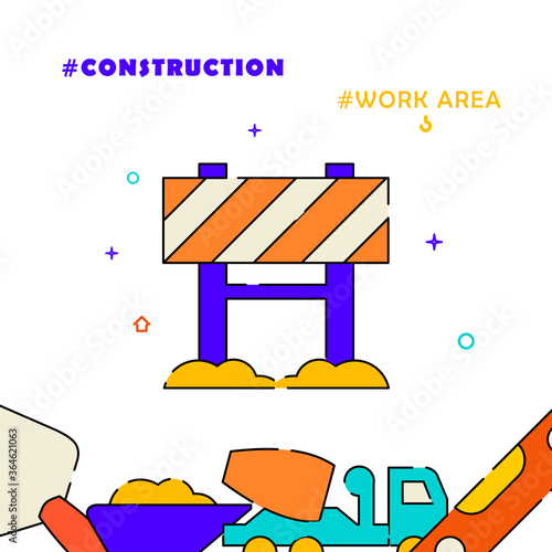 Road closed sign filled line icon, simple illustration