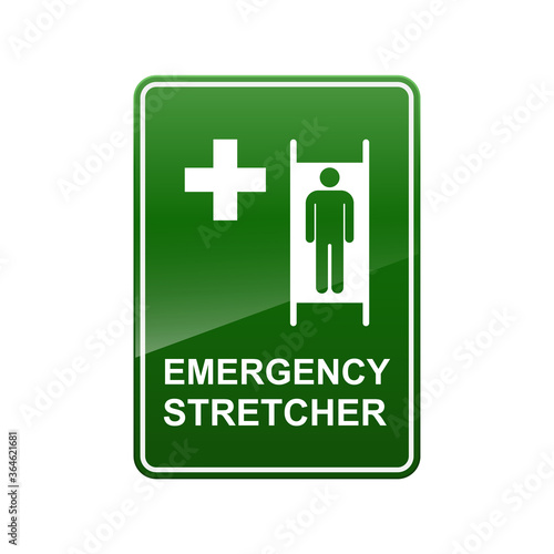 Emergency stretcher sign isolated on white background vector illustration.