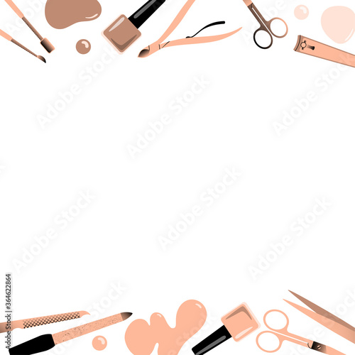 Frame with accessories for manicure. Vector illustration.