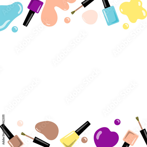 Frame with accessories for manicure. Vector illustration.