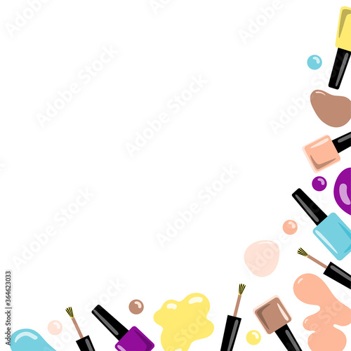 Frame with accessories for manicure. Vector illustration.