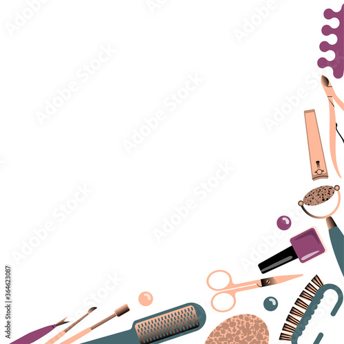 Frame with accessories for manicure. Vector illustration.