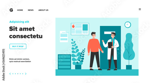 Patient visiting doctor office. Young man consulting physician in hospital or clinic. Can be used for healthcare, medical consultation, diagnosis, healthcare, therapy concept