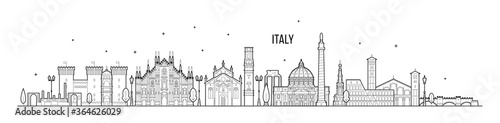 Italy skyline country buildings vector linear art