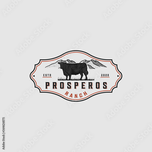 Black Angus Vintage Logo Design Inspiration For Ranch Business