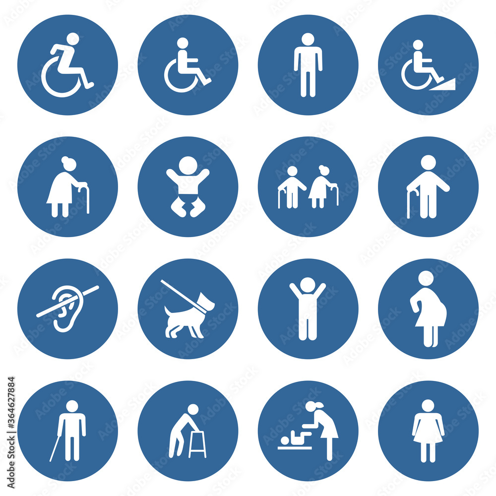 people accessibility sign icon set vector symbol illustrations isolated white background people accessibility sign icon set vector symbol illustrations isolated white background