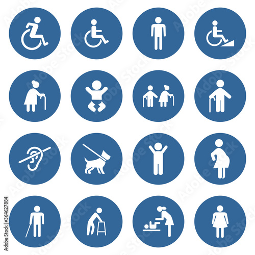 people accessibility sign icon set vector symbol illustrations isolated white background