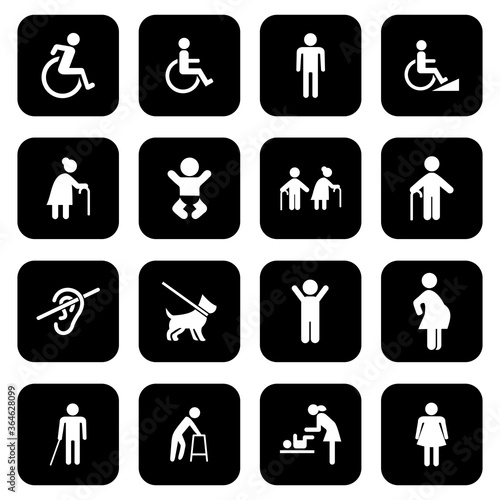 people accessibility sign icon set vector symbol illustrations isolated white background