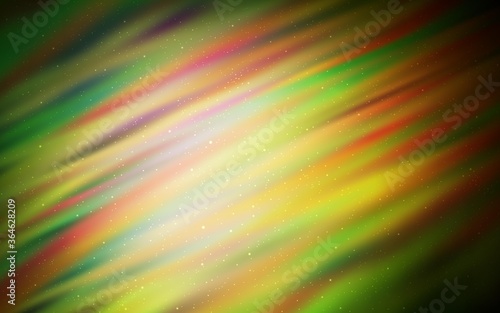 Dark Green, Yellow vector pattern with night sky stars. Shining colored illustration with bright astronomical stars. Template for cosmic backgrounds.