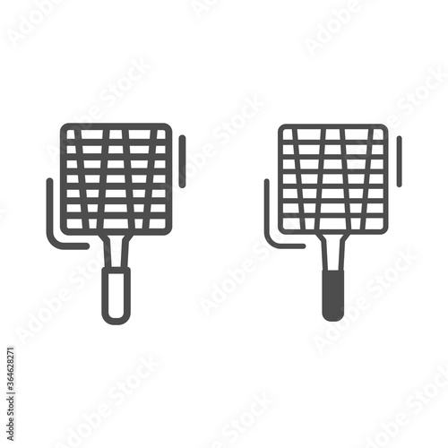 Steel barbecue grid line and solid icon, Barbecue concept, grille sign on white background, hand netted grill icon in outline style for mobile concept and web design. Vector graphics.