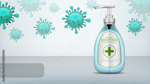 Illustrations hand sanitizer concept for coronavirus disease COVID-19	