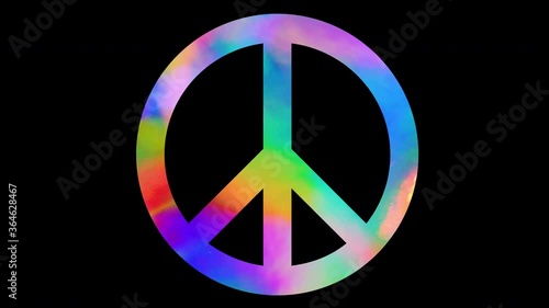 Rainbow Peace Symbol / sign / light painting animation graphic / loop able with 3 separate shots against black background