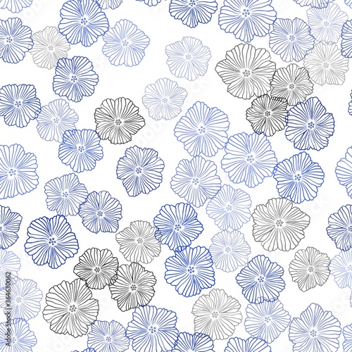 Light BLUE vector seamless abstract pattern with flowers. Colorful illustration in doodle style with flowers. Design for wallpaper, fabric makers.