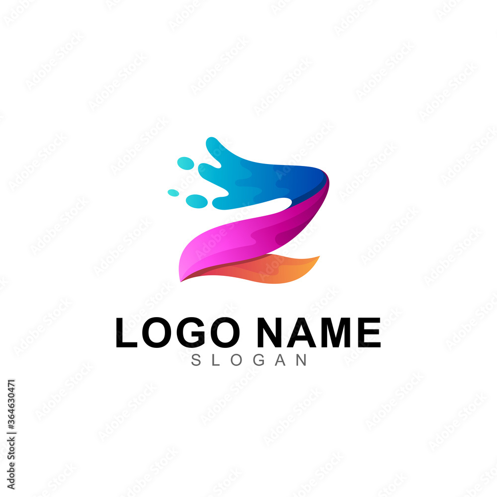 initial letter Z logo 3d style and water design template initial letter Z logo 3d style and water design template