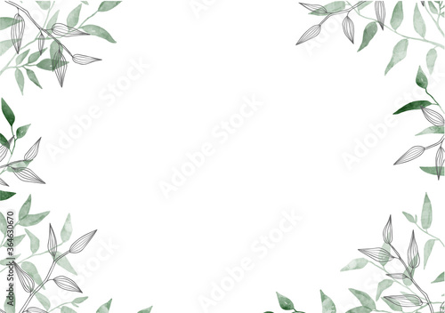 Fototapet Leaves minimalistic vector frame