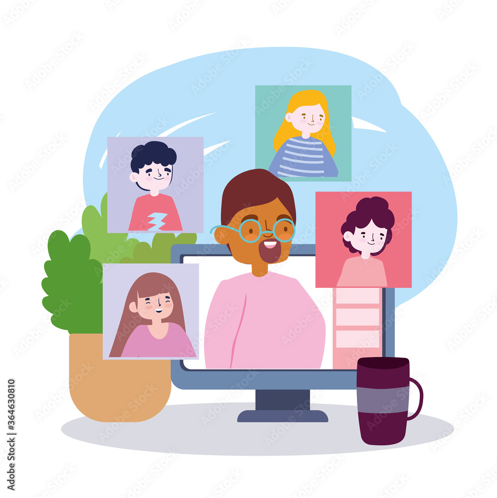 online party, meeting friends, people are talking through a laptop at home online party, meeting friends, people are talking through a laptop at home