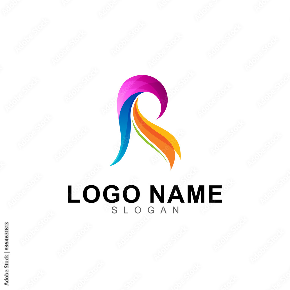 initial letter R logo 3d style, colorful design template initial letter R logo 3d style, colorful design template
