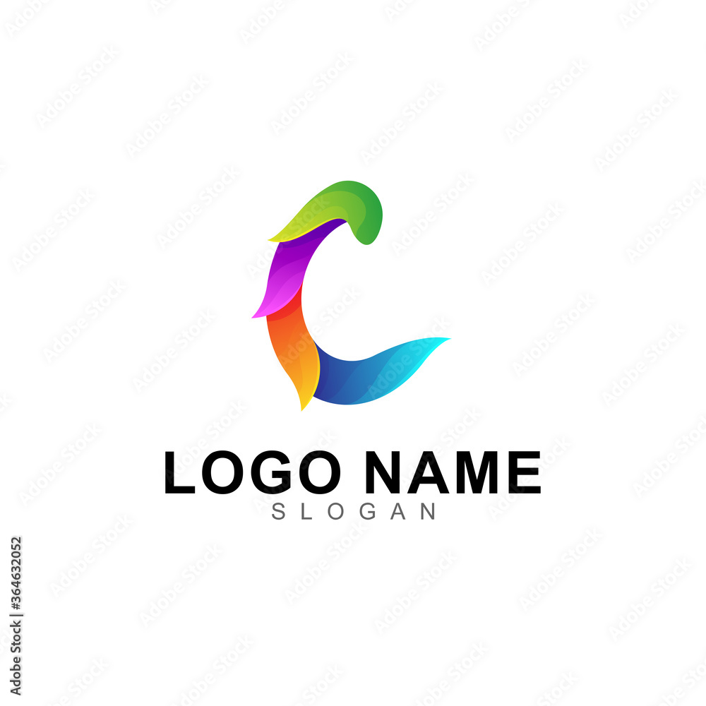 initial letter c logo 3d style, colorful design template initial letter c logo 3d style, colorful design template