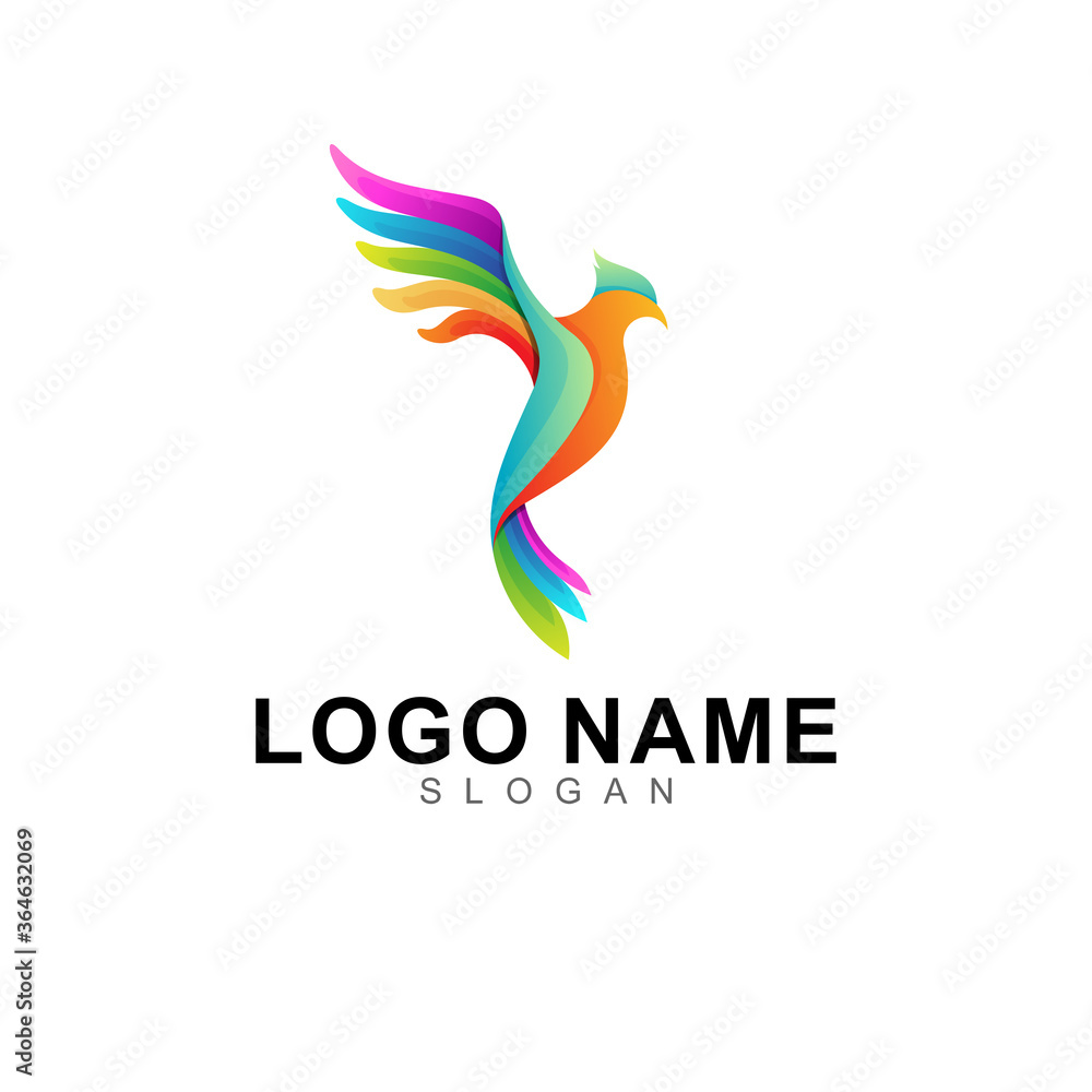 Naklejka premium bird logo 3d style design template