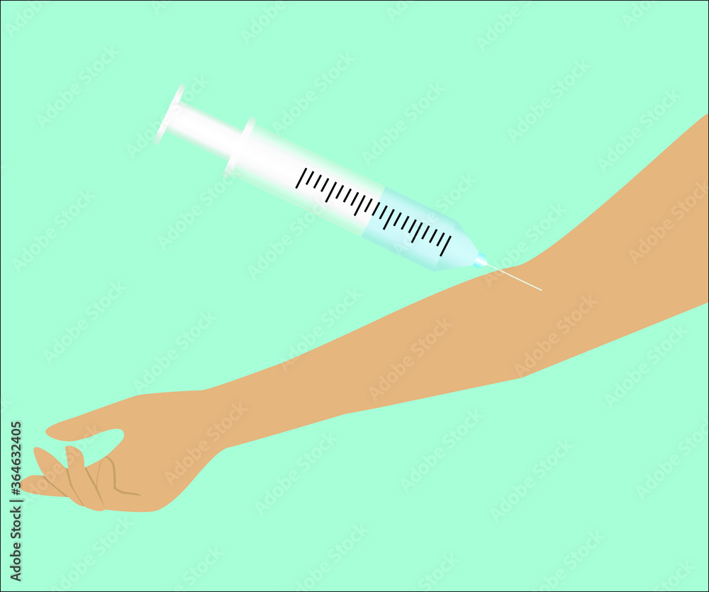 A hand with a syringe. A procedure with injection in a clinic. A hand with a syringe. A procedure with injection in a clinic.