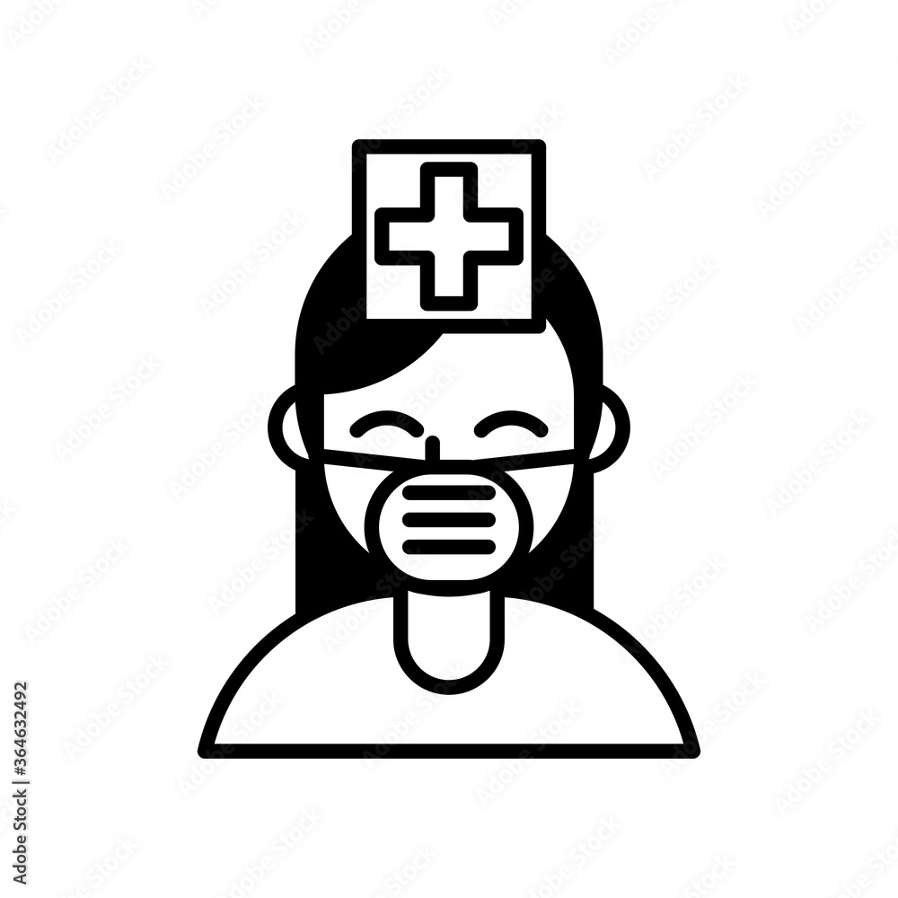 nurse wearing medical masks line style