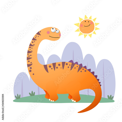 Vector illustration of cartoon Argentinosaurus dinosaur on white background