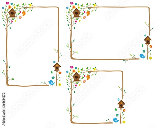 a natural background with the theme of the house of birds on the tree.A background that gave a change in size to the same design.Good background for A4 size.Vector source for moving and editing indivi