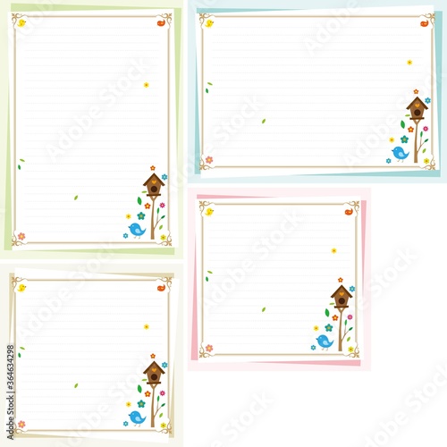 a natural background with the theme of the house of birds on the tree.A background that gave a change in size to the same design.Good background for A4 size.Vector source for moving and editing indivi