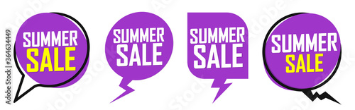 Set Summer Sale speech bubble banners design template, discount tags, great deal, vector illustration
