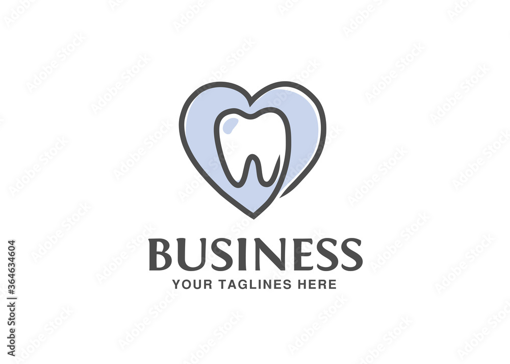 simple lines dental care and love logo Ideas. healthy dental Inspiration logo design. Template Vector Illustration. Isolated On White Background