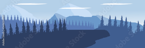 moutain landscape blue sky with clouds and sun vector wallpaper