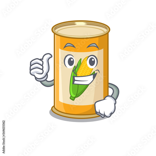 Corn tin cartoon character design showing OK finger