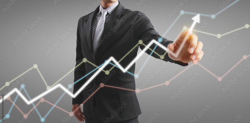 Hand touching graphs of financial indicator and accounting market economy analysis chart Hand touching graphs of financial indicator and accounting market economy analysis chart