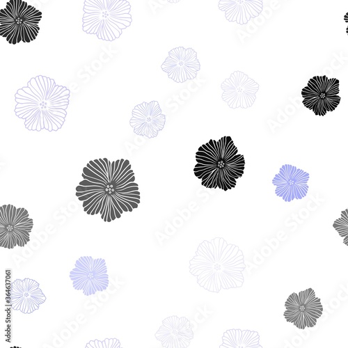 Light Purple vector seamless doodle background with flowers. Colorful illustration in doodle style with flowers. Pattern for design of fabric, wallpapers.