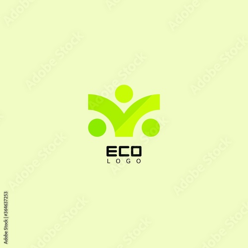 Green eco friendly logo with leaf patterns for business, natural logo, green abstract logo