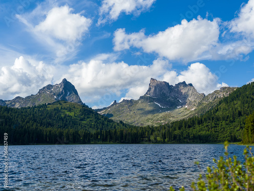 View of Svetloye Lake in the Ergaki Nature Park. Siberian Sayan Mountains
