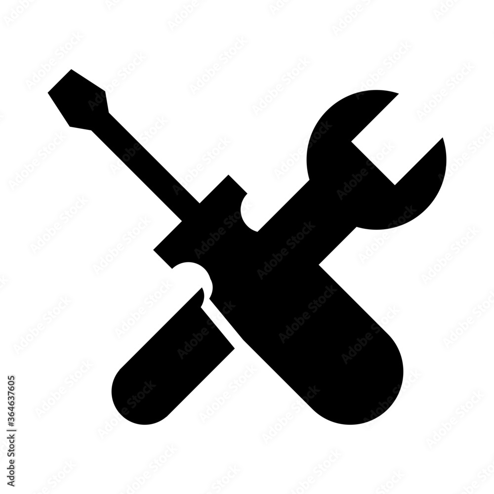 Setting icon with screwdriver and wrench