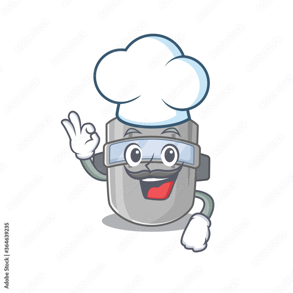 Talented welding mask chef cartoon drawing wearing chef hat Talented welding mask chef cartoon drawing wearing chef hat