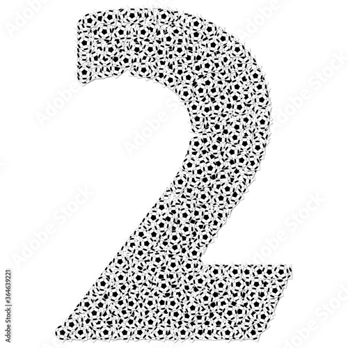 number created using white and white soccer football isolated on a white background