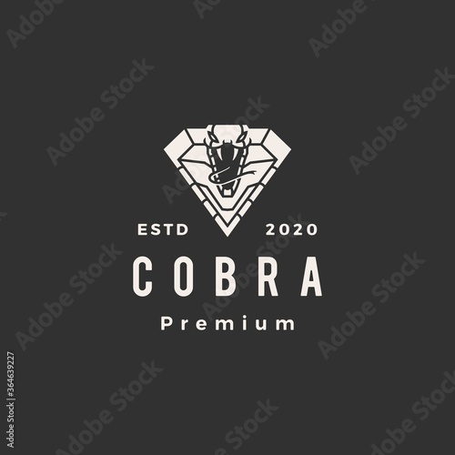 cobra in diamond shape hipster vintage logo vector icon illustration