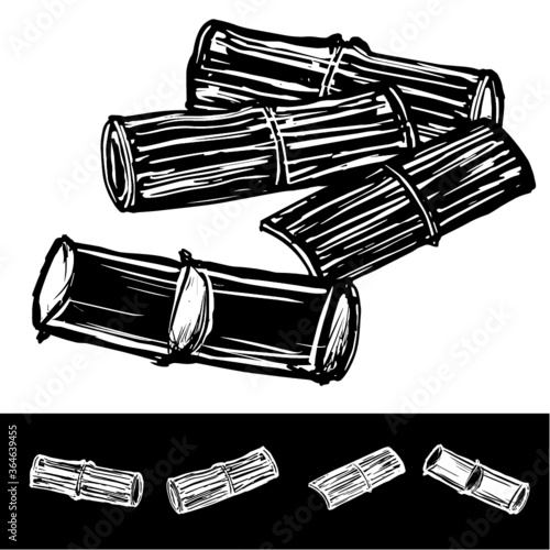 Bamboo Charcoal Vector Drawing with line path.