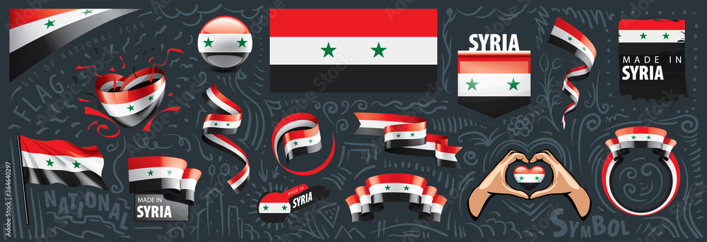 Vector set of the national flag of Syria in various creative designs