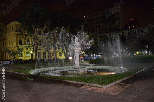 Praça da Liberdade (translated as Liberty Square) at Belo Horizonte in the state of Minas Gerais in Brazil at night with water fountain on