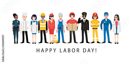 Cartoon character with professional worker in happy labor day festival design vector 001