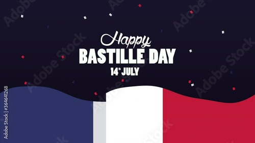 happy bastille day celebration with lettering and flag photo