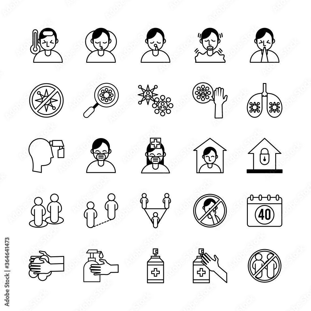 bundle of covid19 set icons bundle of covid19 set icons